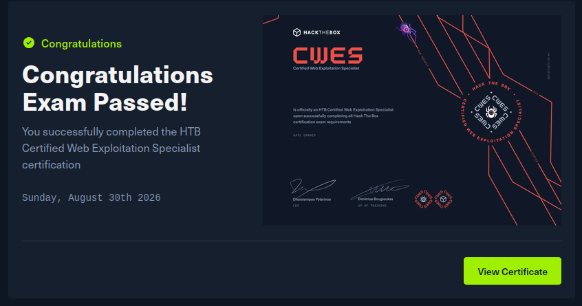 CWES Exam Passed